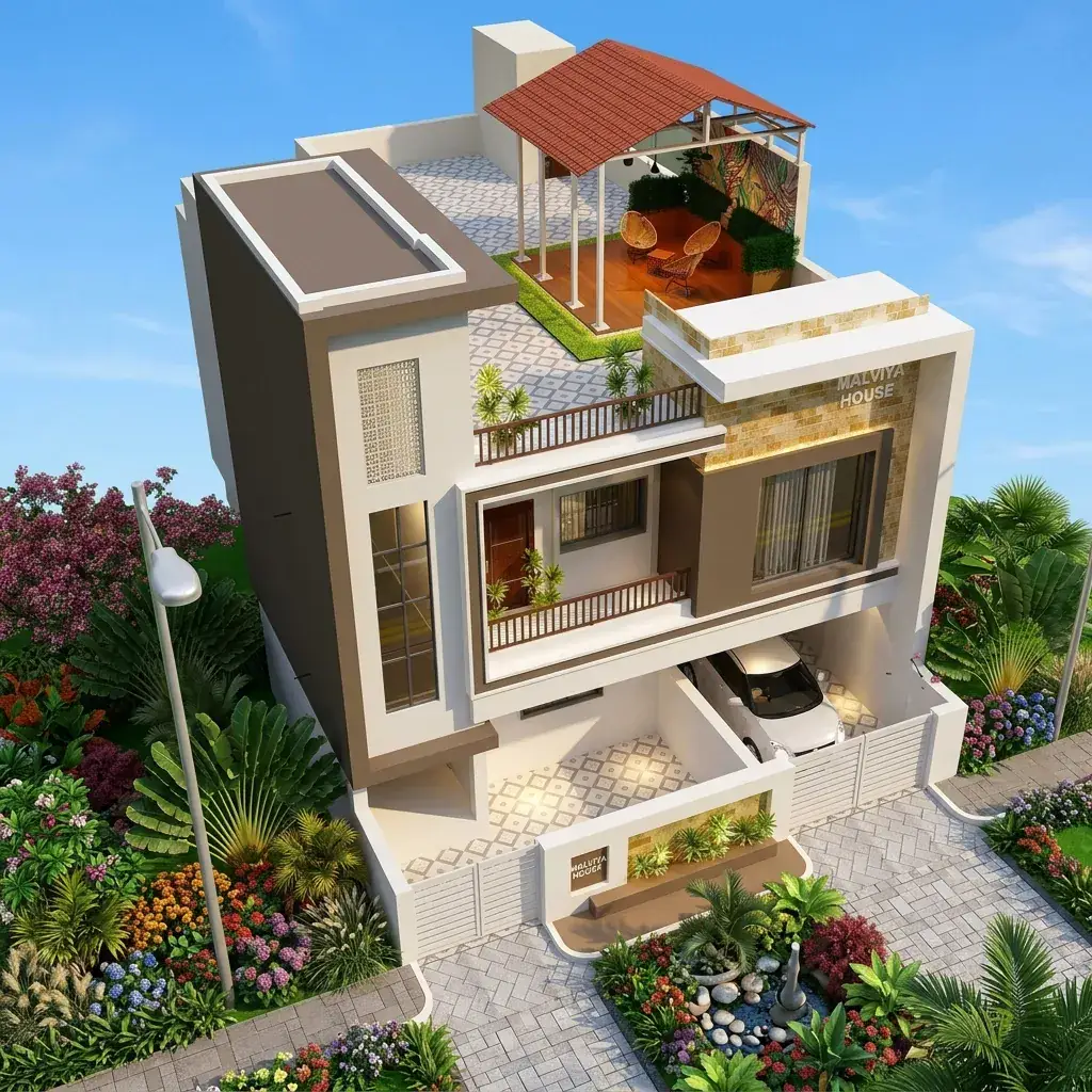Family Garden Steel Duplex House - BH-DV-207
